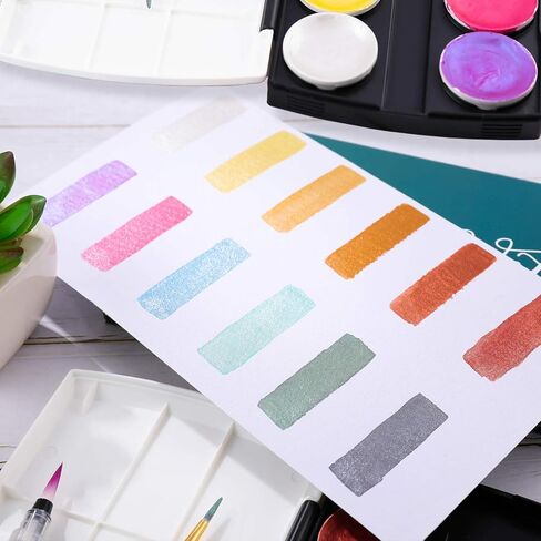 Dyvicl Glitter Metallic Watercolor Paint Set, 12 Shimmer Color Shifting Watercolors, Portable Box with Water Brush, Sparkle Watercolor Paints for Painting, Illustrating, Card Making, Coloring Books in Kuwait