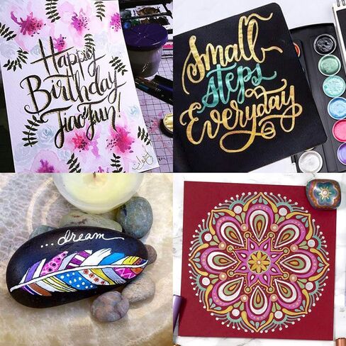 Dyvicl Glitter Metallic Watercolor Paint Set, 12 Shimmer Color Shifting Watercolors, Portable Box with Water Brush, Sparkle Watercolor Paints for Painting, Illustrating, Card Making, Coloring Books in Kuwait