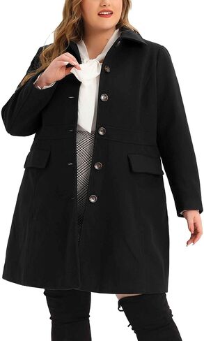 Agnes Orinda Plus Size Coat for Women Peter Pan Collar Single Breasted Winter Long Coats in Kuwait