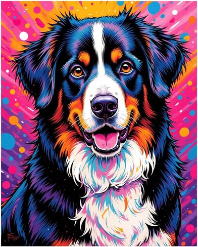 EnLvYY Paint by Numbers for Adults 16x20 Inch, DIY Acrylic Canvas Painting Kit Without Frame, Fluffy Dog with Pink Lotus Flowers by Pond, Gift for Beginners and Art Hobbyists in Saudi Arabia