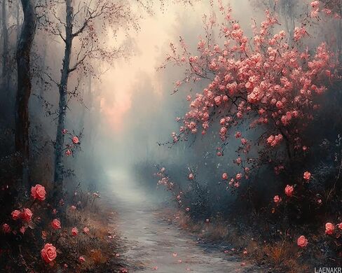 Paint by Number, Misty Morning Engulfing Quiet Countryside Lane, Adult Crafts Adults' Paint-by-Number Kits, Room Decor Gift for Birthday Festival (16x20 inch, No Frame) in Saudi Arabia