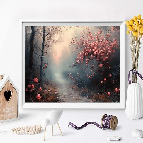 Paint by Number, Misty Morning Engulfing Quiet Countryside Lane, Adult Crafts Adults' Paint-by-Number Kits, Room Decor Gift for Birthday Festival (16x20 inch, No Frame) in Saudi Arabia