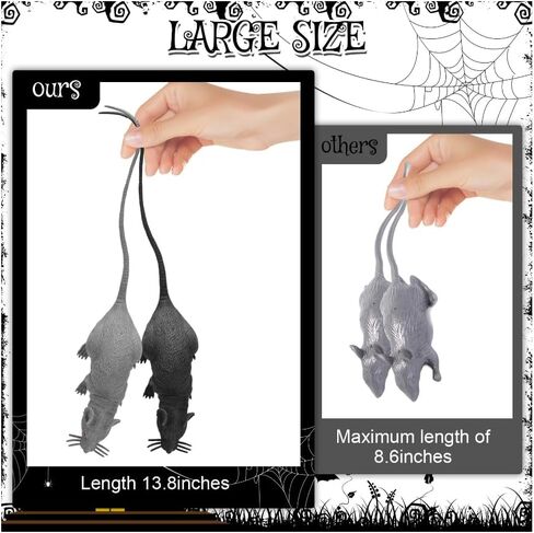 4 Pcs Halloween Fake Rat, Large 13.8 Inches Plastic Realistic Mouse Prank Rat, Faux Mice Rat Gag Gift Props Decoration for Tricks (Rat) in Saudi Arabia