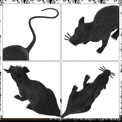 4 Pcs Halloween Fake Rat, Large 13.8 Inches Plastic Realistic Mouse Prank Rat, Faux Mice Rat Gag Gift Props Decoration for Tricks (Rat) in Saudi Arabia