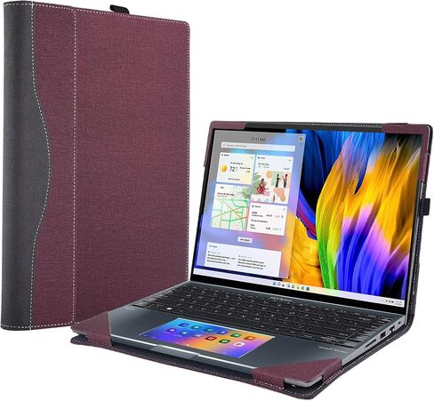 غطاء حافظة كمبيوتر محمول لجهاز Asus Zenbook 14 14X OLED UX5401 UX5400 UX3402 UM3402 & Zenbook 14 Flip [ليست نماذج أخرى] حقيبة كمبيوتر محمولة واقية من جلد البولي يوريثان (نبيذ أحمر) in Saudi Arabia