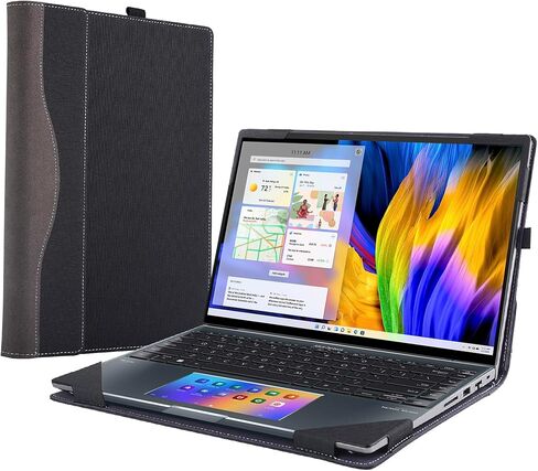 غطاء حافظة كمبيوتر محمول لجهاز Asus Zenbook 14 14X OLED UX5401 UX5400 UX3402 UM3402 & Zenbook 14 Flip [ليست نماذج أخرى] حقيبة كمبيوتر محمولة واقية من جلد البولي يوريثان (نبيذ أحمر) in Saudi Arabia
