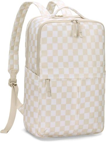 Checkered Backpack for Women Fashion Backpacks with Laptop and Multi Compartment for Travel and Work Black White Check in Saudi Arabia