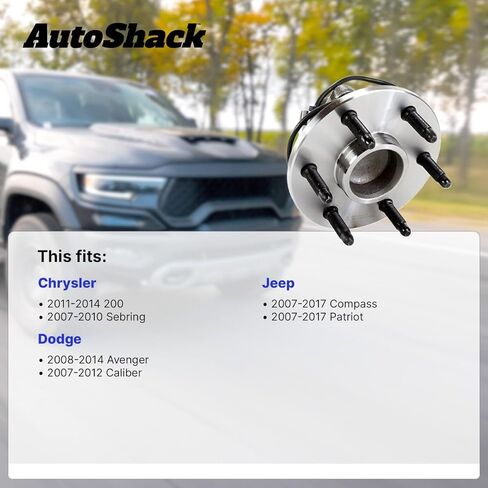 AutoShack Rear Wheel Hub Bearing Assemblies with ABS Replacement for 2007-2017 Jeep Patriot 2-PC in Saudi Arabia