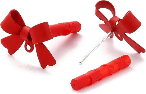10 Pairs Bow Earrings Post Ear Studs with Loop Hypoallergenic Sterling Silver Pins Studs Posts for Dangle Earrings Jewelry Making Findings Women DIY Crafts Red Bowknot 11x15mm Hole: 1.2mm Pin: 0.7mm in Saudi Arabia