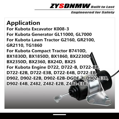 16851-60014 الملف اللولبي لإيقاف الوقود 16851-60010 16851-60011 16851-60012 052600-4531 101046 متوافق مع جزء جرار كوبوتا، الملف اللولبي لإيقاف المولد 12VDC in Kuwait