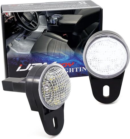 iJDMTOY Round Shape Xenon White Full LED Footwell Under Dash Courtesy Light Assemblies Compatible with RAM 1500 2500 3500 Classic Dodge Durango, with Jeep Grand Cherokee Wrangler Commander Liberty in Saudi Arabia