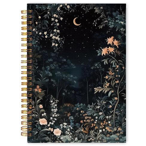 WARDOS Dark Cottagecore Moon Night Forest Notebook Journal 5.5x8.3, Mystical Celestial Gothic Floral Notebooks for Note Taking, Whimsigoth Witchy Botanical Spiral Journal in Saudi Arabia