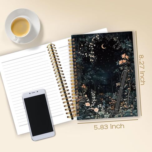 WARDOS Dark Cottagecore Moon Night Forest Notebook Journal 5.5x8.3, Mystical Celestial Gothic Floral Notebooks for Note Taking, Whimsigoth Witchy Botanical Spiral Journal in Saudi Arabia