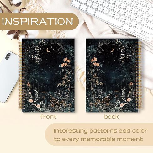 WARDOS Dark Cottagecore Moon Night Forest Notebook Journal 5.5x8.3, Mystical Celestial Gothic Floral Notebooks for Note Taking, Whimsigoth Witchy Botanical Spiral Journal in Saudi Arabia