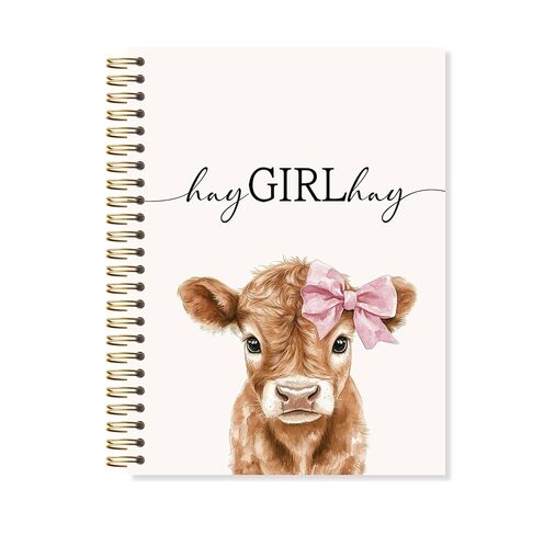 OSLYSOF Hay Girl Hay Cow Spiral Notebook، مجلة هدايا عاشق البقرة، هدايا مجلة الجمالية الوردية Girly Preppy للنساء، دفاتر ملاحظات لطيفة لتدوين الملاحظات، 5.5x8.3 بوصة مع 164 صفحة in Saudi Arabia