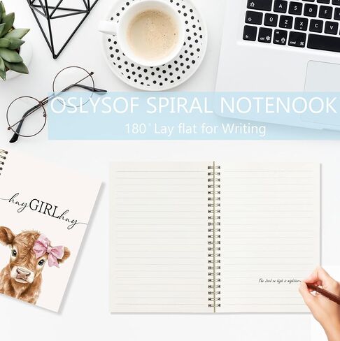 OSLYSOF Hay Girl Hay Cow Spiral Notebook، مجلة هدايا عاشق البقرة، هدايا مجلة الجمالية الوردية Girly Preppy للنساء، دفاتر ملاحظات لطيفة لتدوين الملاحظات، 5.5x8.3 بوصة مع 164 صفحة in Saudi Arabia