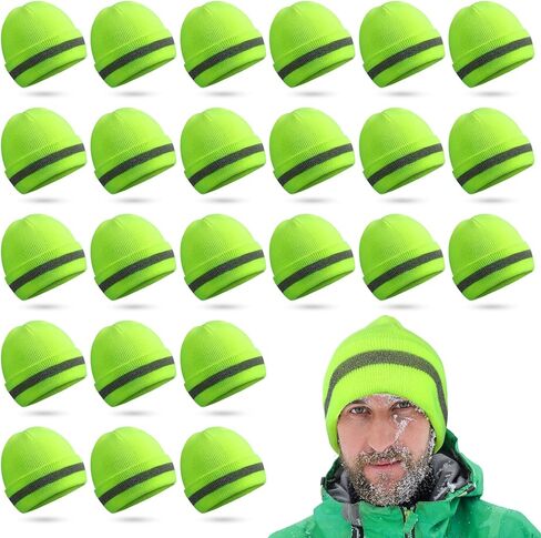 10 Pcs Safety Beanie Bulk Safety Reflective Beanie Knit Hat Reflective High Visibility Knit Hat Winter High Visibility Unisex Knit for Winter Marathon Outdoor Worker Running or Biking Security Guards in Saudi Arabia