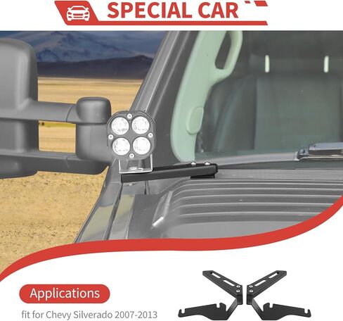 Ditch Light Brackets LED Ditch Light Mount fit for Chevy Silverado 2007-2013 Front A-Pillar Headlight Brackets in Saudi Arabia
