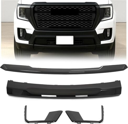 KUAFU Grill Hood Molding + Fog Light Molding + Front Lower Valance Panel Compatible with 2021-2024 GMC Yukon/Yukon XL Bumper Grille Trim Black in Saudi Arabia
