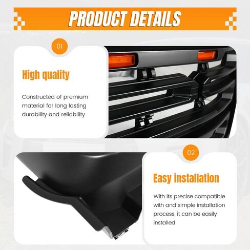 شبكة، متوافقة مع 2011-2014 GMC Sierra 2500 3500، واقي استبدال شبكة المصد الأمامي البلاستيكي، أسود لامع in Saudi Arabia