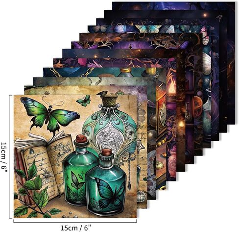24 Sheets Scrapbooking Paper Pad 6x6inches 160GSM Single Sided Decorative Paper Pack Journaling Supplies Patterned Cardstock for Craft Present Wrapping. Gothic Magic in Saudi Arabia