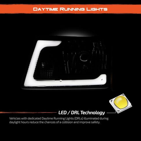 AKKON - Fits 2001-2011 Ford Ranger Black Headlights Headlamp Pair Driver & Passenger w/LED Tube DRL in Saudi Arabia