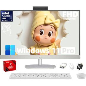 HP 27 inch All-in-One Desktop PC, FHD Display, Intel Core Ultra 7 155U, 16 GB RAM, 512 GB SSD, Intel Graphics, Windows 11 Home, 27-cr1080 (2024) in Kuwait