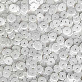 6mm Flat Sequins Bright White Opaque Glossy High Shine Medium Hole Made in USA in Kuwait