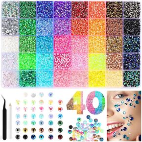 40 Colors Resin Jelly Rhinestones for Bedazzling, 3mm 32000 Pcs Flatback Gems for Crafting, Bedazzling Kit for Clothing Shoes Nail Book Diamond Art in Kuwait