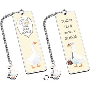 1PCS Funny Silly & Serious Goose Bookmarks Book Marks, Christmas Goose Stuff Reading Accessories for Women-Book Lover Stocking Stuffers for Women, Christmas Gag Gift Bookish Gooose Bookmark 2-Sided in Saudi Arabia