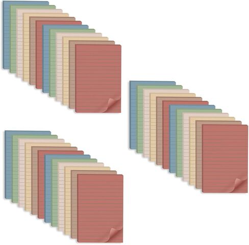 (12 Pack) Lined Sticky Notes 4x6 in Post Ruled Stickies Super Sticking Power Memo Pads Vintage Colors in Saudi Arabia