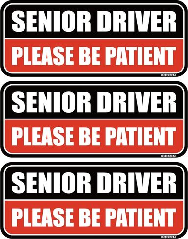 GEEKBEAR Senior Driver Car Magnet - Colorful, Reflective, Weather-Resistant - Rectangular 8.7 x 3.5 in (Yellow/Black, 3 Pack) in Saudi Arabia