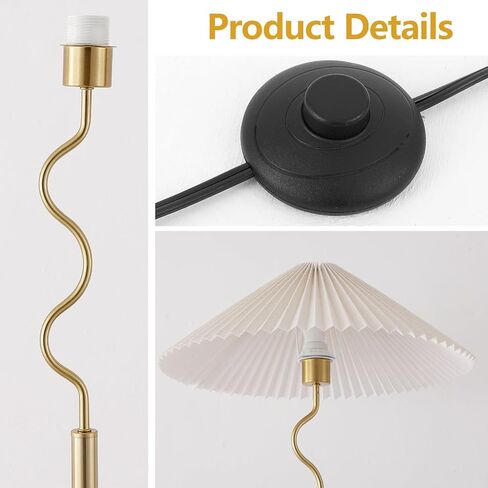 Modern Floor Lamp with 3 Color Temperatures, Foot Switch Standing Lamps for Living Room,Tall LED Standing Lamps for Living Room, Bedroom, Office, Beige Pleated Shade, 9W Bulb Included, Gold in Saudi Arabia