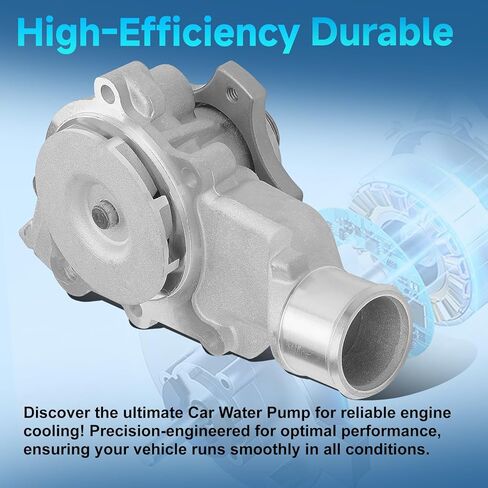 AW7164 Engine Aluminum Water Pump - 6Cyl 4.0L - Compatible with Jeep Grand Cherokee 1999-2004, Wrangler 2000-2006, 8-PC Impeller Vane, Replace OE 05025366AF, 5012366AA, 5012366AB in Saudi Arabia