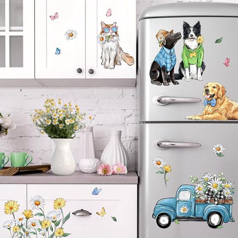 Yovkky 109 PCS Spring Summer Tree Branch Mosaic Birds Window Clings 9 Sheets, Pink Floral Blue Hummingbird Flower Stickers Decals Decor, Butterfly Seasonal Home Kitchen Decorations in Kuwait