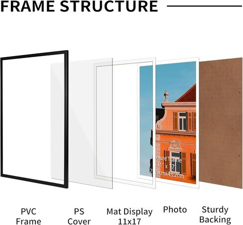 Rempry 8x10 Picture Frame, Display Pictures 4x4 with Mat or 8x10 Without Mat, Wall Hanging or Tabletop Photo Frame, Signature Collection, Black, 1 Pack in Saudi Arabia