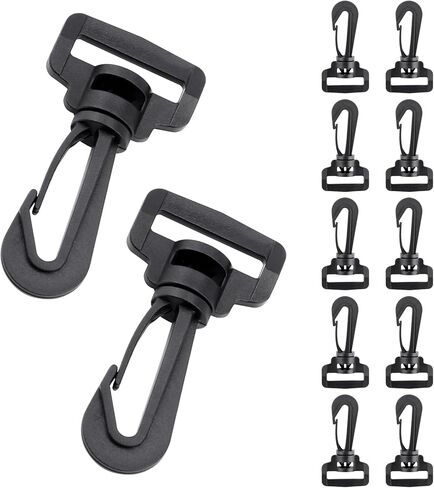 12pcs Plastic Swivel Snap Hook 1 Inch Swivel Clasps Lanyard Snap Hook Plastic Key Chain Clip Hooks Lobster Claw Clasps for Lanyard, Jewelry Making, Bag, Purse and Crafting(Black) in Saudi Arabia