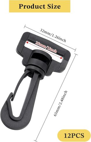 12pcs Plastic Swivel Snap Hook 1 Inch Swivel Clasps Lanyard Snap Hook Plastic Key Chain Clip Hooks Lobster Claw Clasps for Lanyard, Jewelry Making, Bag, Purse and Crafting(Black) in Saudi Arabia