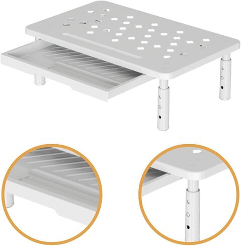 Monitor Stand Riser Desktop Monitor Stand Desktop Organizer Practical Modern 3 Height Adjustable with Storage Drawer for Dorm, Black in Saudi Arabia