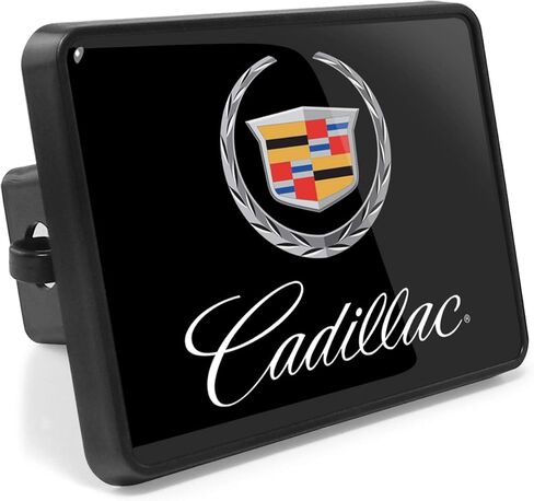 صورة iPick، متوافقة مع - لوحة وجه معدنية سوداء ذات رسم بالأشعة فوق البنفسجية من Cadillac على غطاء وصلة سحب 2 بوصة من بلاستيك ABS in Saudi Arabia