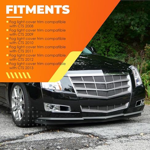 Set of 2 Fog Light Bezel Cover Trim Bumper Insert Compatible with CTS 2008-2013 Front Left Driver & Right Passenger Silver Chrome Smooth Plastic GM1039112 GM1038112 in Saudi Arabia