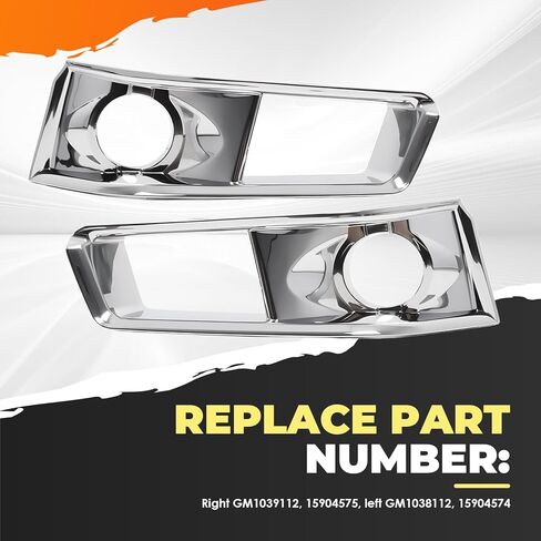 Set of 2 Fog Light Bezel Cover Trim Bumper Insert Compatible with CTS 2008-2013 Front Left Driver & Right Passenger Silver Chrome Smooth Plastic GM1039112 GM1038112 in Saudi Arabia