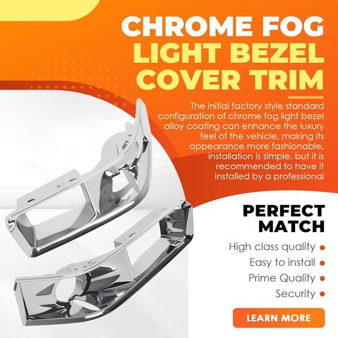 Set of 2 Fog Light Bezel Cover Trim Bumper Insert Compatible with CTS 2008-2013 Front Left Driver & Right Passenger Silver Chrome Smooth Plastic GM1039112 GM1038112 in Saudi Arabia