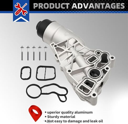 Upgrade Aluminum Oil Cooler Filter Housing Assembly Compatible with X1 X2 i8 Cooper Countryman Clubman 1.5L 1.6L 2.0L 2014-2020 with Gasket Bolts 11428511391 11428585235 in Saudi Arabia