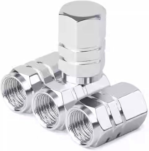 4PCS Car Tire Valve Stem Caps, Aluminum Alloy Wheel Valve Covers, Corrosion Resistant Leak-Proof Tire Air Cap Set, Universal Car Accessories for Vehicle Trucks Motorcycles Bicycles (Silver) in Saudi Arabia