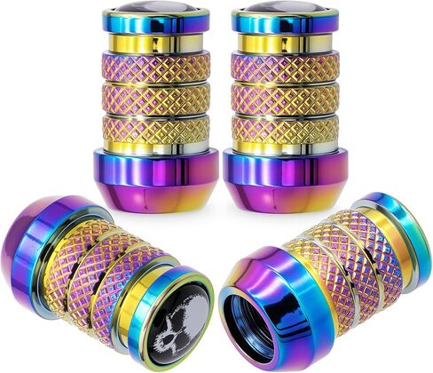 4PCS Skull Car Tire Valve Stem Caps, Air Caps Cover, Aluminum Alloy Corrosion Resistant Airtight Dust Proof Covers fits Cars, Trucks, Bikes, Motorcycles, Bicycles Tire Caps(Colorful) in Saudi Arabia