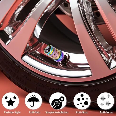 4PCS Skull Car Tire Valve Stem Caps, Air Caps Cover, Aluminum Alloy Corrosion Resistant Airtight Dust Proof Covers fits Cars, Trucks, Bikes, Motorcycles, Bicycles Tire Caps(Colorful) in Saudi Arabia