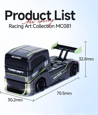 1/87 Scale Drift Rc Car - Semi-Truck Edition | 2.4GHz 4WD High-Speed Mini Remote Control Truck with Racing Lights (Gray) in Saudi Arabia