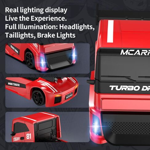 1/87 Scale Drift Rc Car - Semi-Truck Edition | 2.4GHz 4WD High-Speed Mini Remote Control Truck with Racing Lights (Gray) in Saudi Arabia
