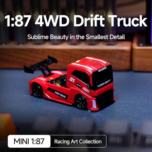1/87 Scale Drift Rc Car - Semi-Truck Edition | 2.4GHz 4WD High-Speed Mini Remote Control Truck with Racing Lights (Gray) in Saudi Arabia